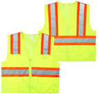SV02. Safety vest, class II, silver on orange backing, solid front, mesh back. M-4XL. PRICE EACH